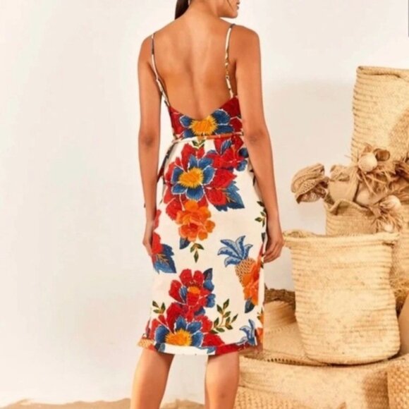 FARM RIO Linen Blend Dress Pineapple Flowers Prinr Size Small NWT - Picture 16 of 16